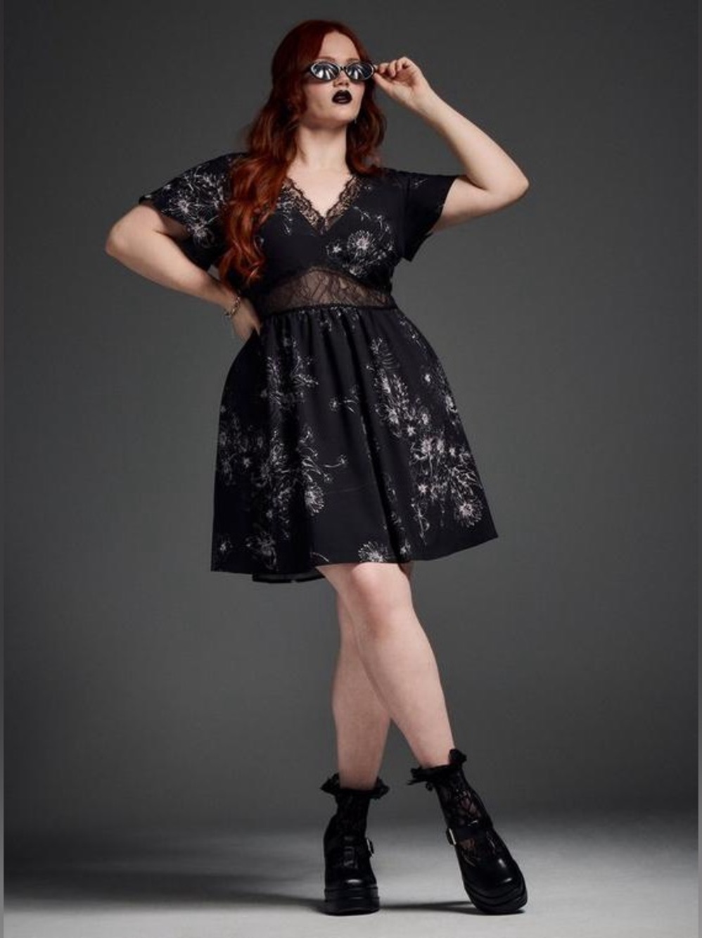 Torrid Nightfall Babydoll Mini Dress plus size 10 lace midsection